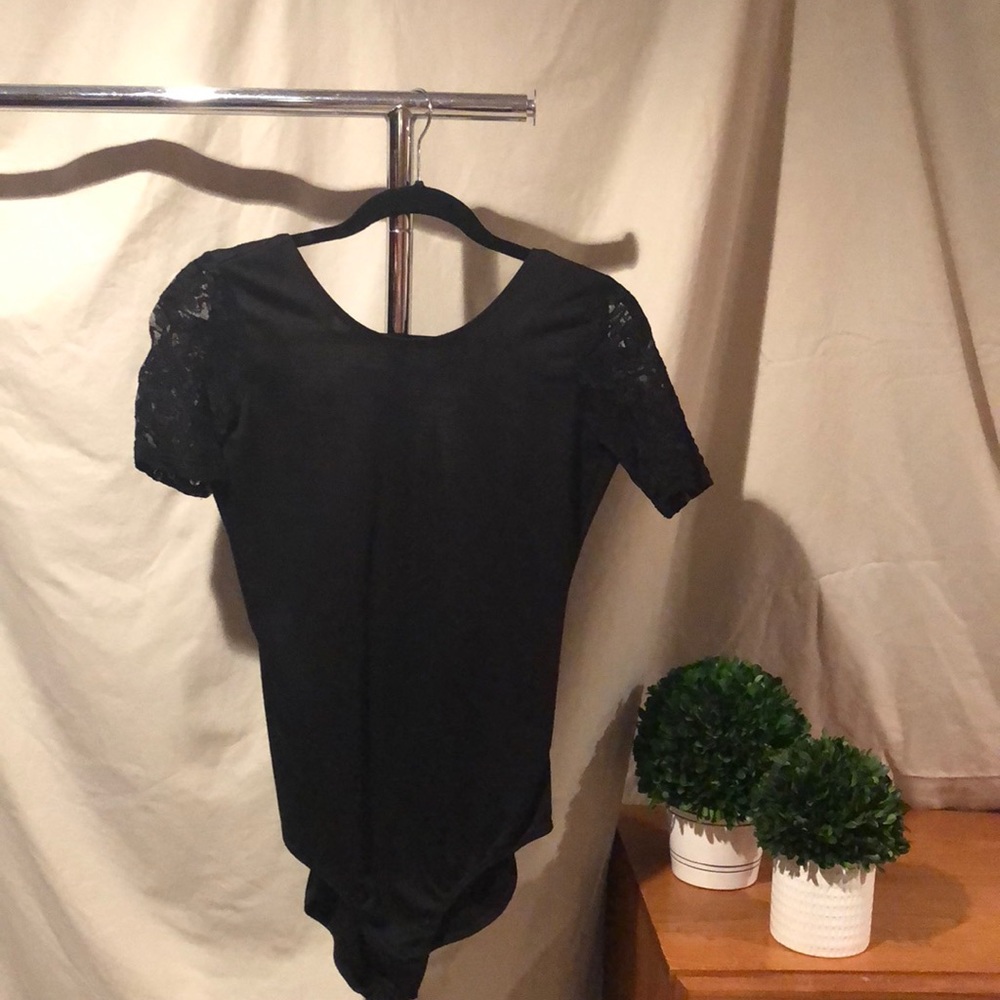 Black Laced Armed Bodysuit